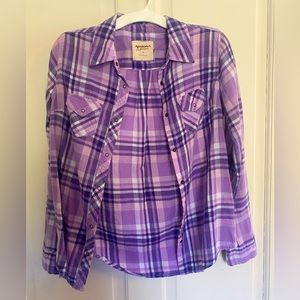 Youth purple plaid shirt
